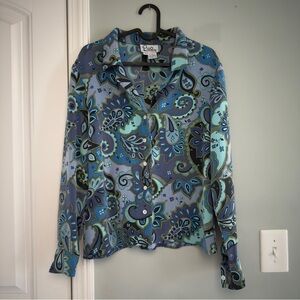 Y2K Lilly Pulitzer Silk Blend Paisley Button Down Blouse – Size 10